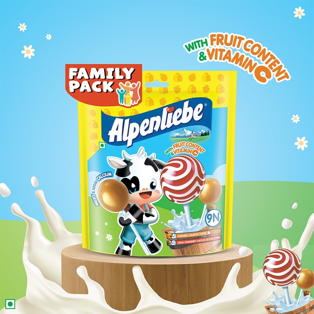 Alpenliebe Pop Caramel & Strawberry Lollipop Family Pack