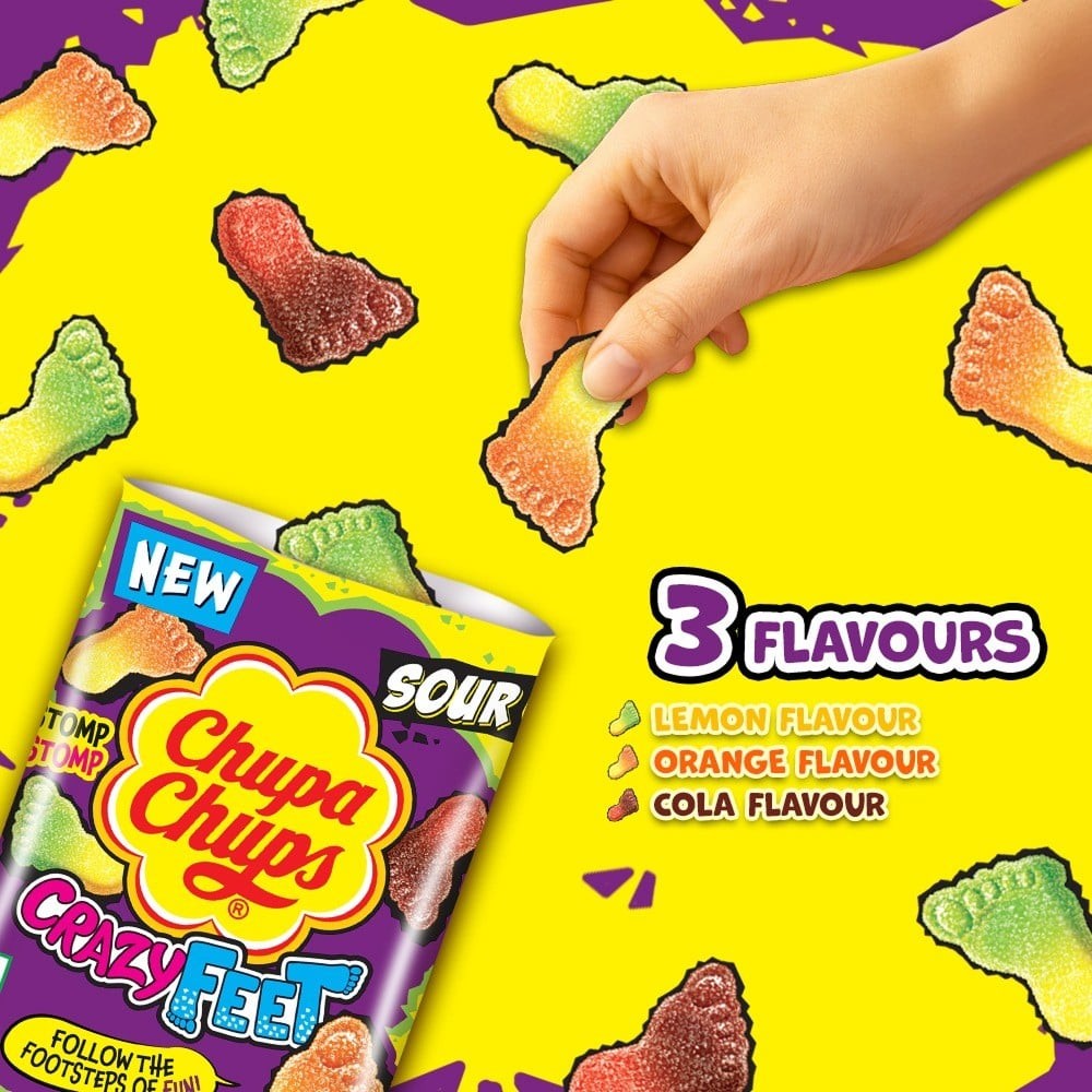 Chupa Chups Sour Crazy Feet Assorted Soft Sour Candy
