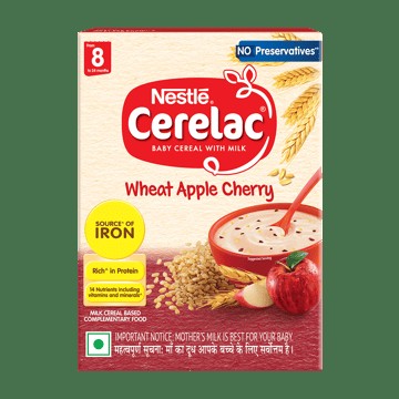 Nestle Cerelac Wheat Apple Cherry Baby Cereal (8-24 Months)
