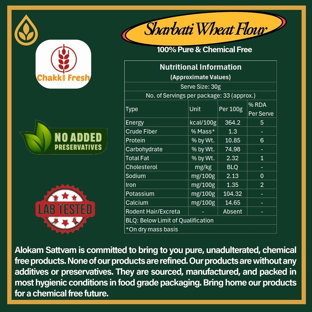 Alokam Sattvam Fresh Sharbati Wheat Chakki Atta