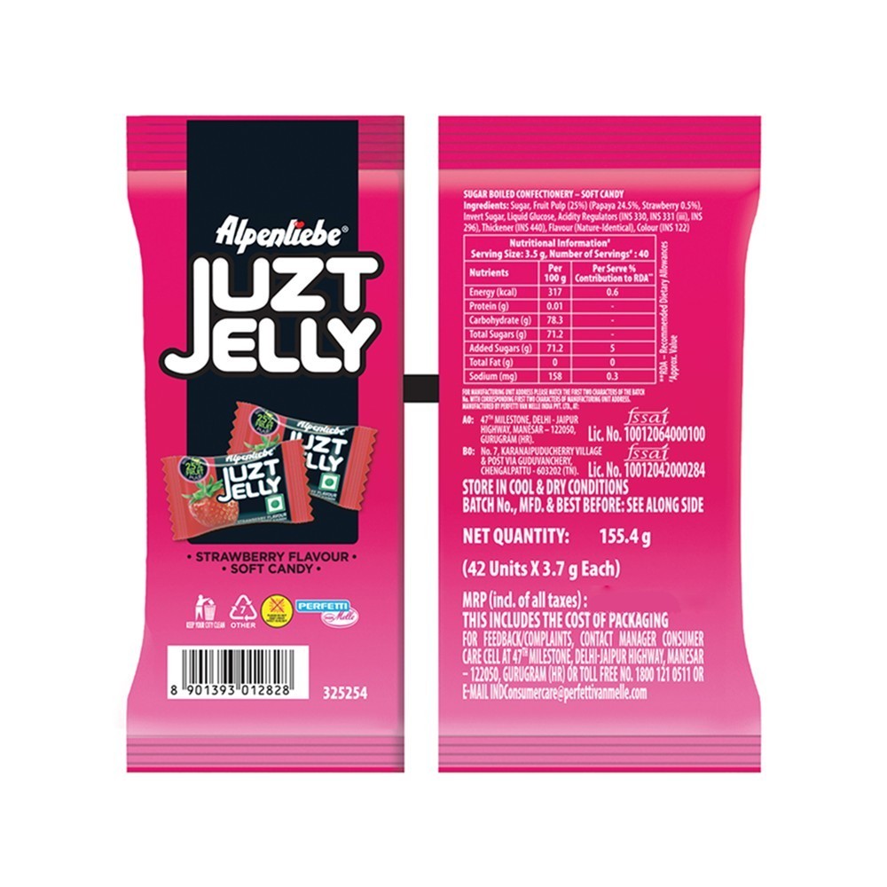 Alpenliebe Juzt Jelly - Strawberry Flavour Jelly Candy