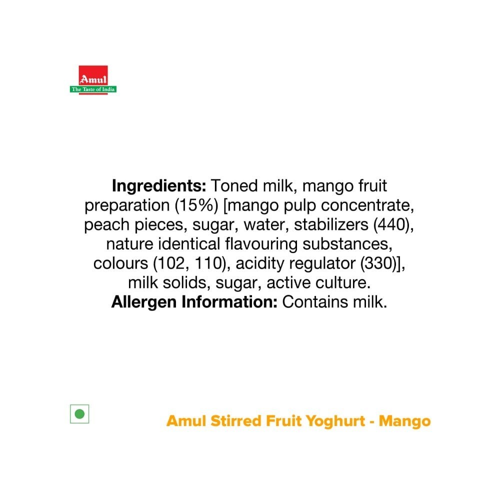 Amul Stirred Fruit Mango Flavoured Yogurt
