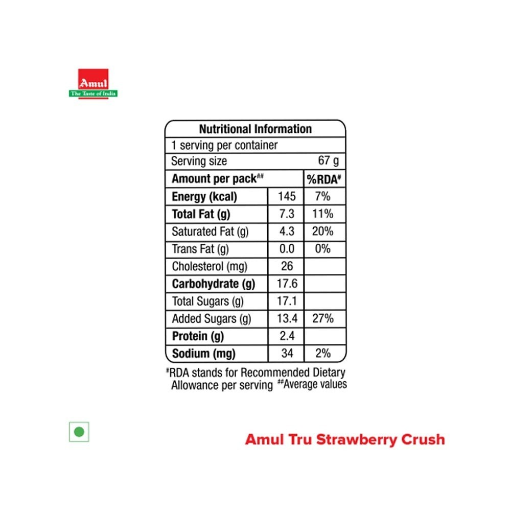 Amul Tru Strawberry Crush Ice Cream Cup