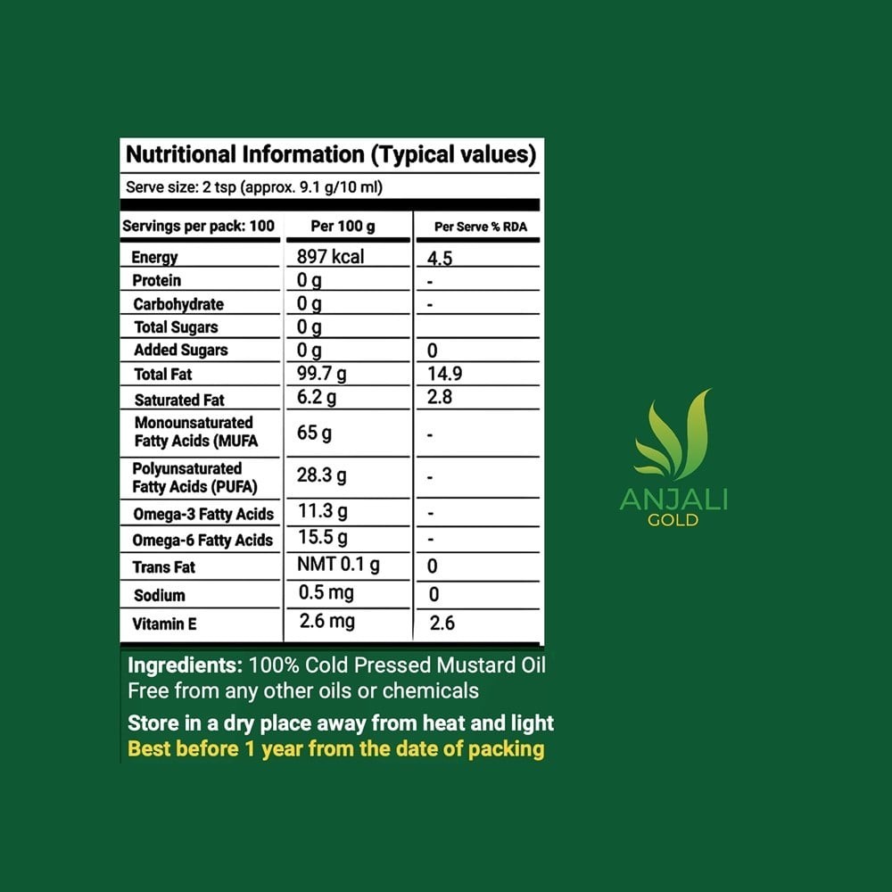 Anjali Gold 100% Pure Cold Pressed Mustard Oil