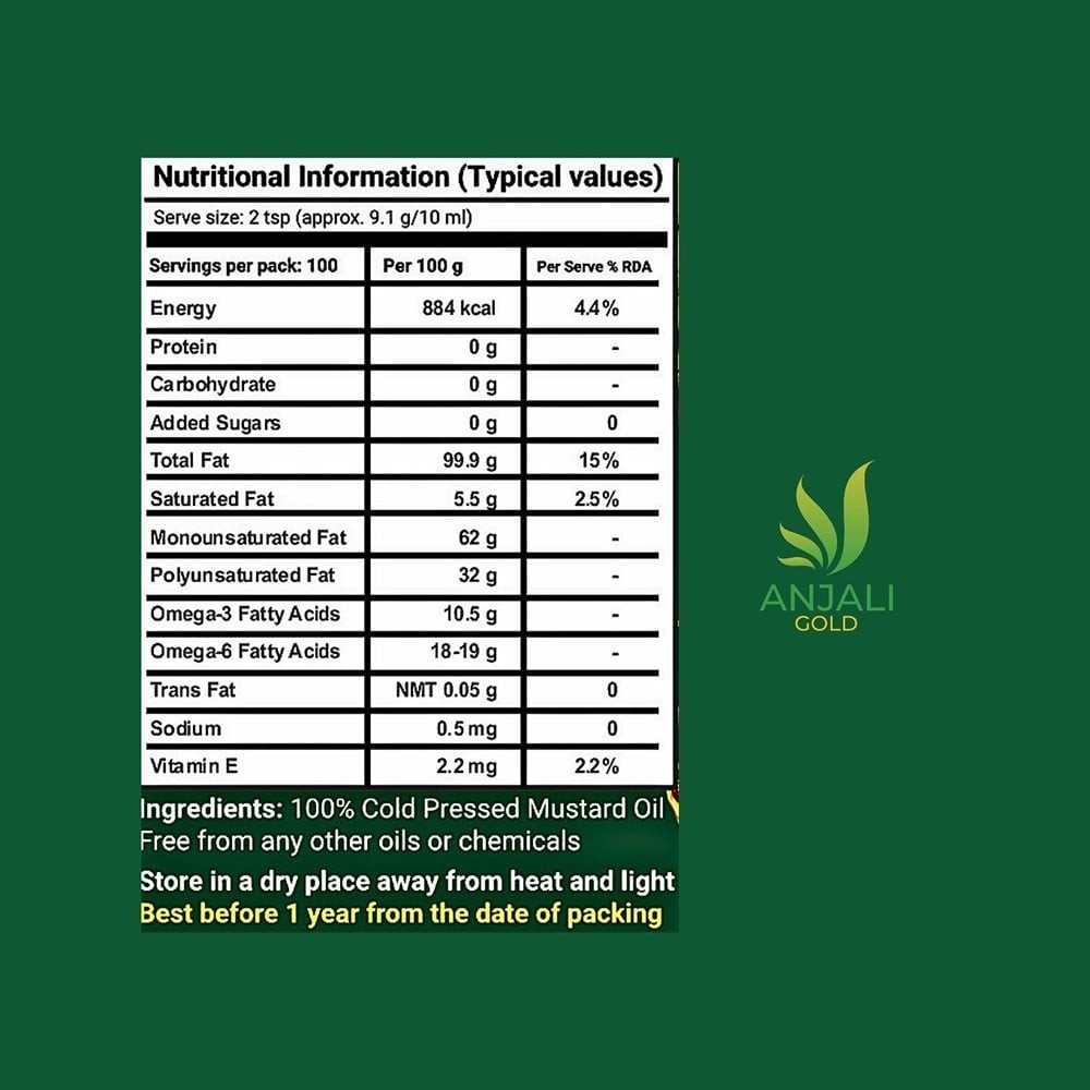 Anjali Gold Yellow Cold Pressed Mustard Oil