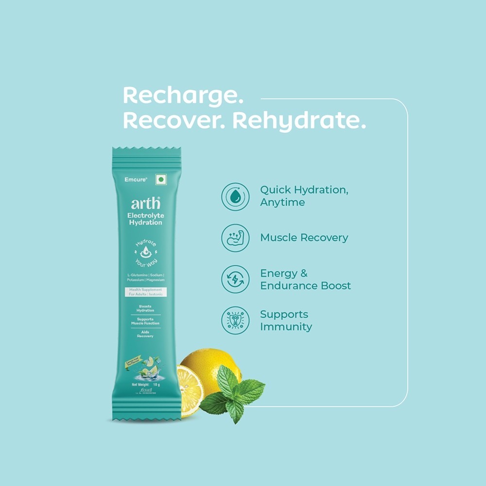 Arth Electrolyte Hydration Sachets Lemon Iced Tea)