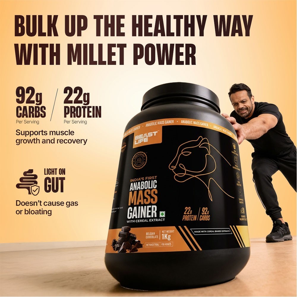 BeastLife 22g High Protein Mass Gainer - No Maltodextrin (Belgian chocolate)