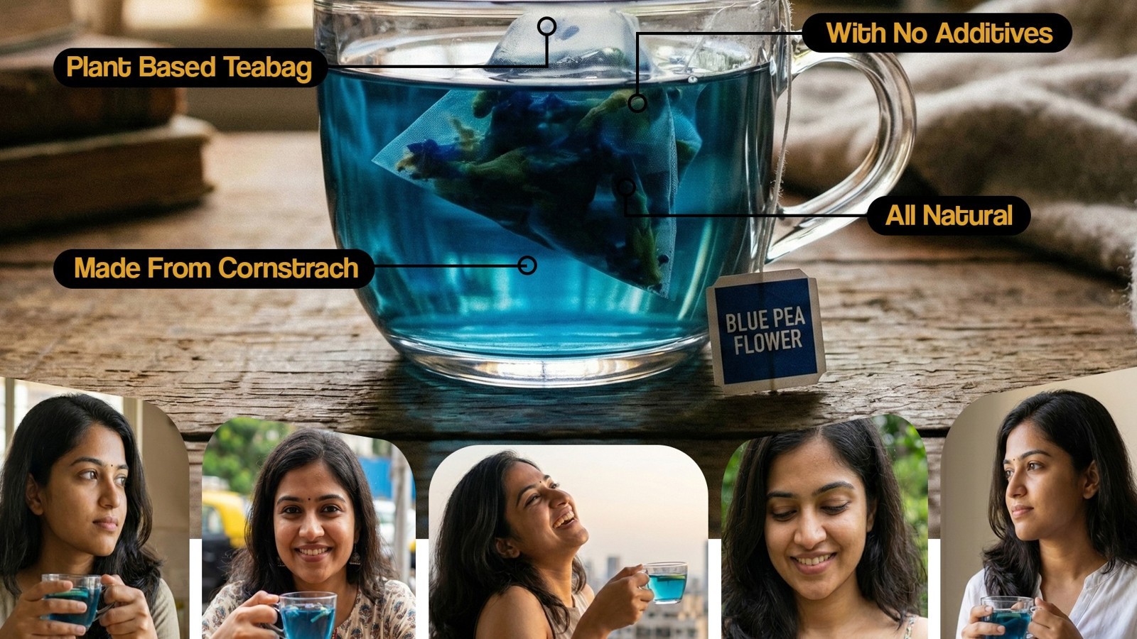 Blue Tea Butterfly Pea Flower Herbal Infusion