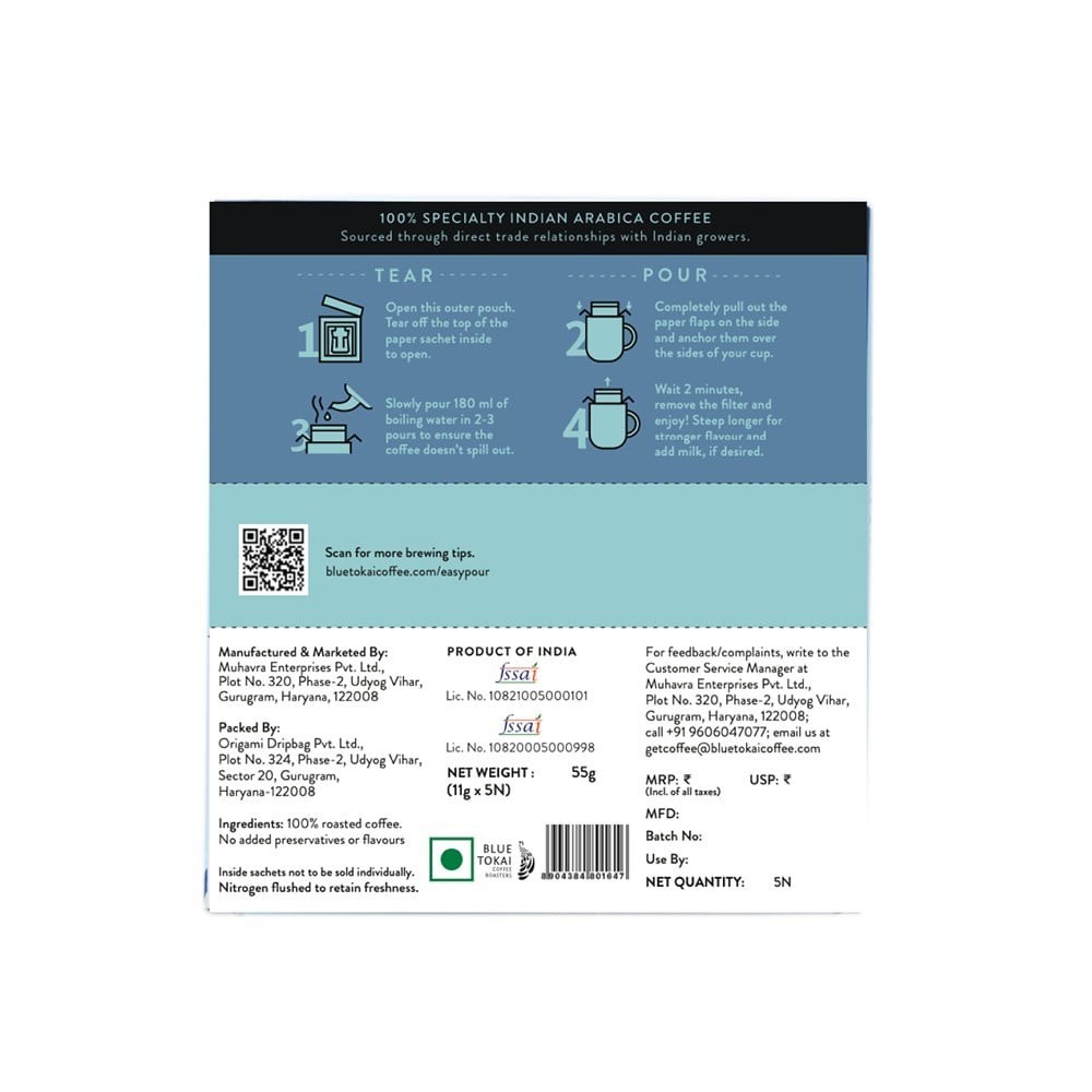 Blue Tokai Easy Pour Mixed Coffee Bags (Light to Dark Roast)