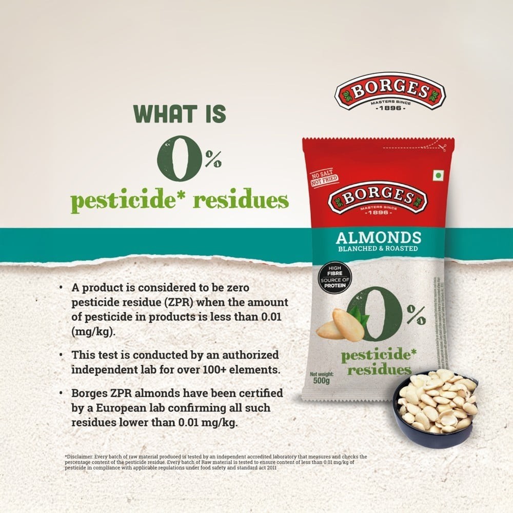 Borges Blanched & Roasted Almonds - Zero Pesticide Residue