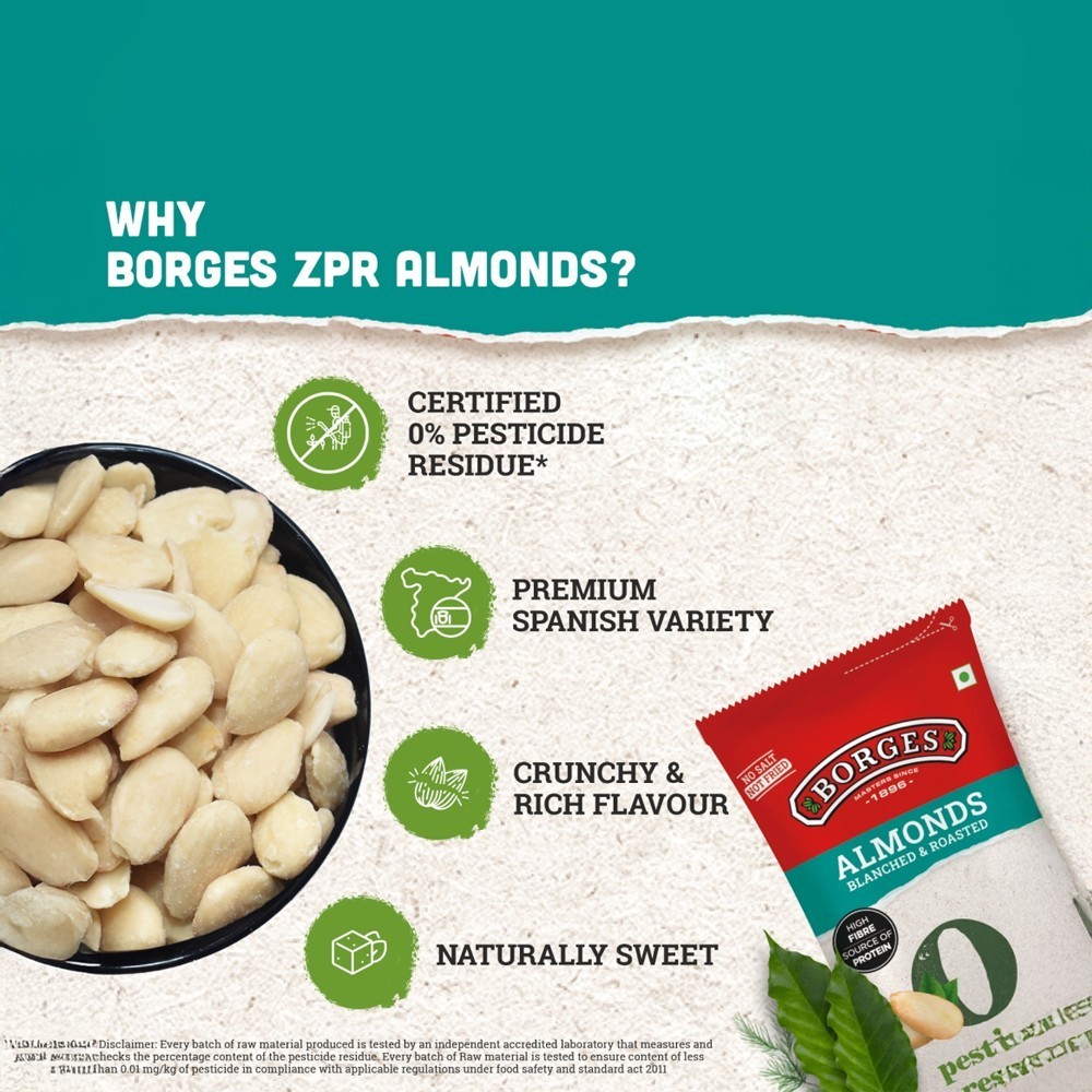 Borges Blanched & Roasted Almonds - Zero Pesticide Residue