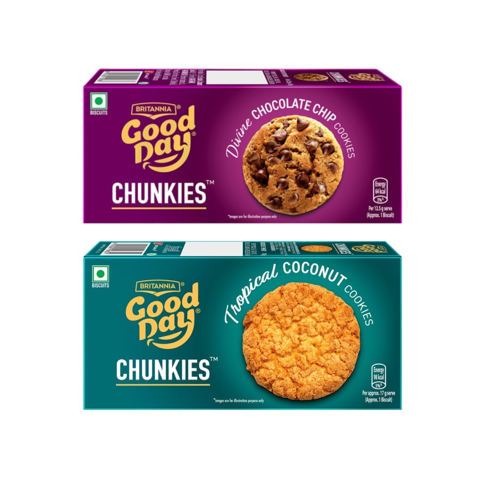 Britannia Good Day Chunkies Chocolate Chip Cookies (75 g) + Britannia Good Day Chunkies Tropical Coconut Cookies Combo