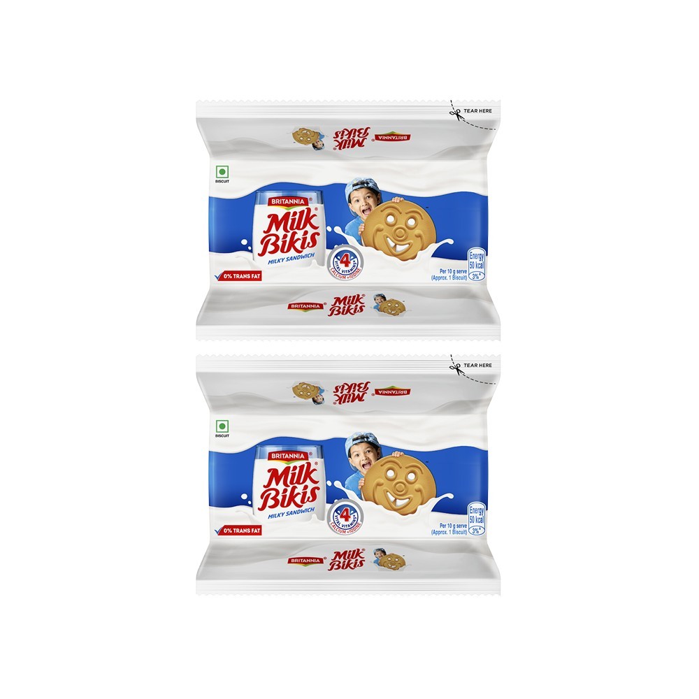 Britannia Milk Bikis Milky Sandwich Creme Biscuits - Pack of 2