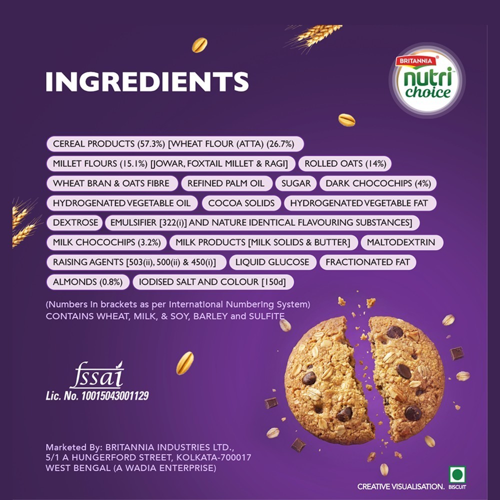 Britannia NutriChoice Oats Chocolate & Almond Biscuit