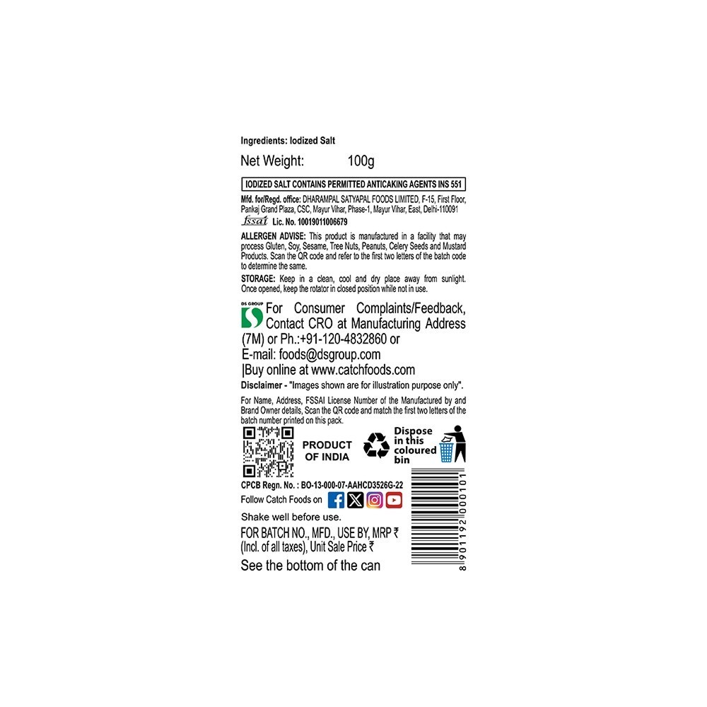 Catch Sprinklers - Iodized Table Salt