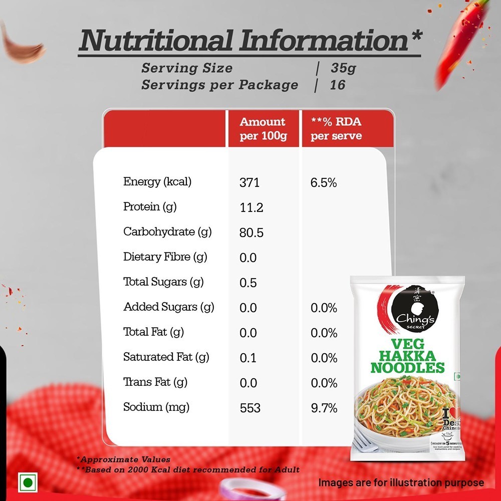 Ching's Secret Veg Hakka Instant Noodles (Not Fried, Air Dried)