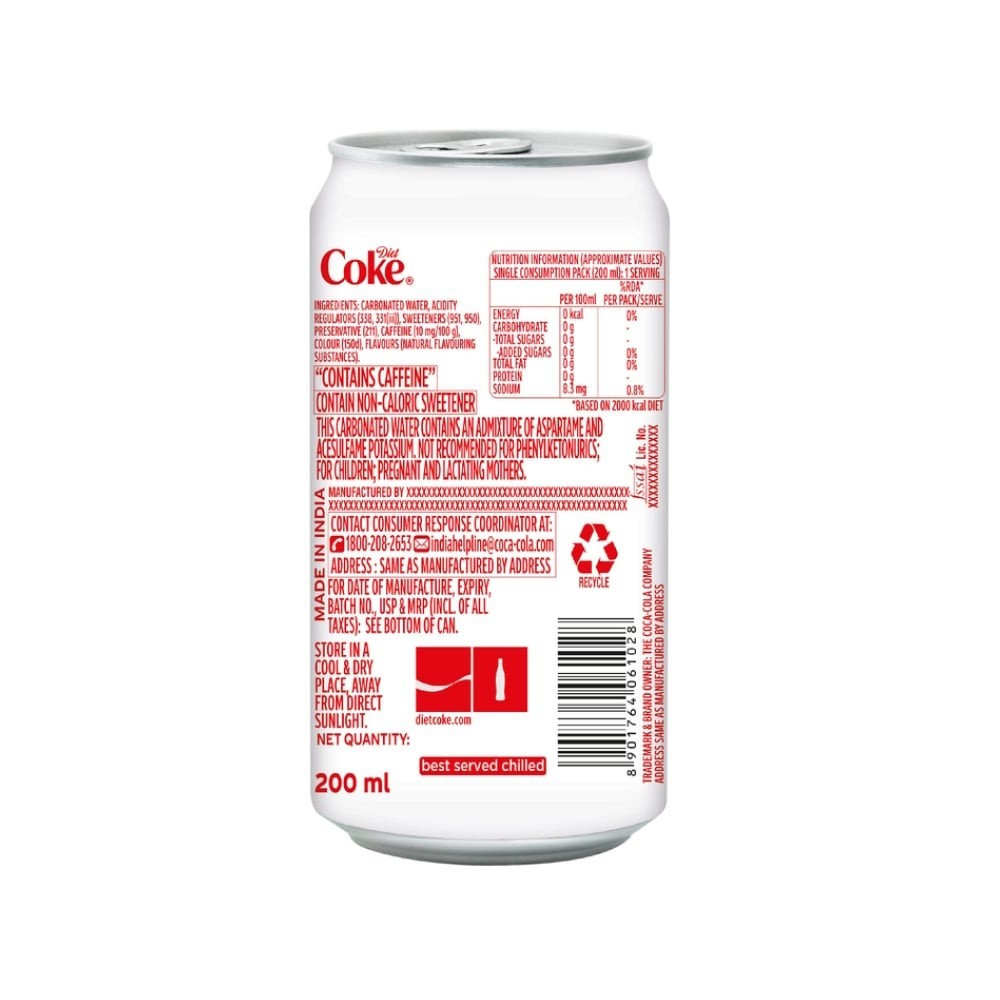 Coca-Cola Zero Calories Diet Coke Soft Drink