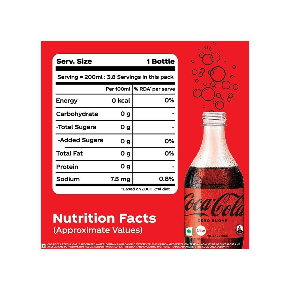 Coca-Cola Zero Sugar Soft Drink - Pack of 4