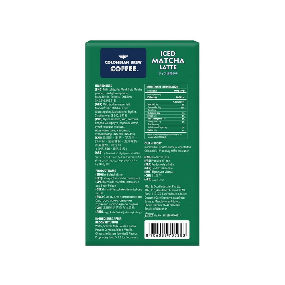 Colombian Brew Coffee Iced Matcha Premix
