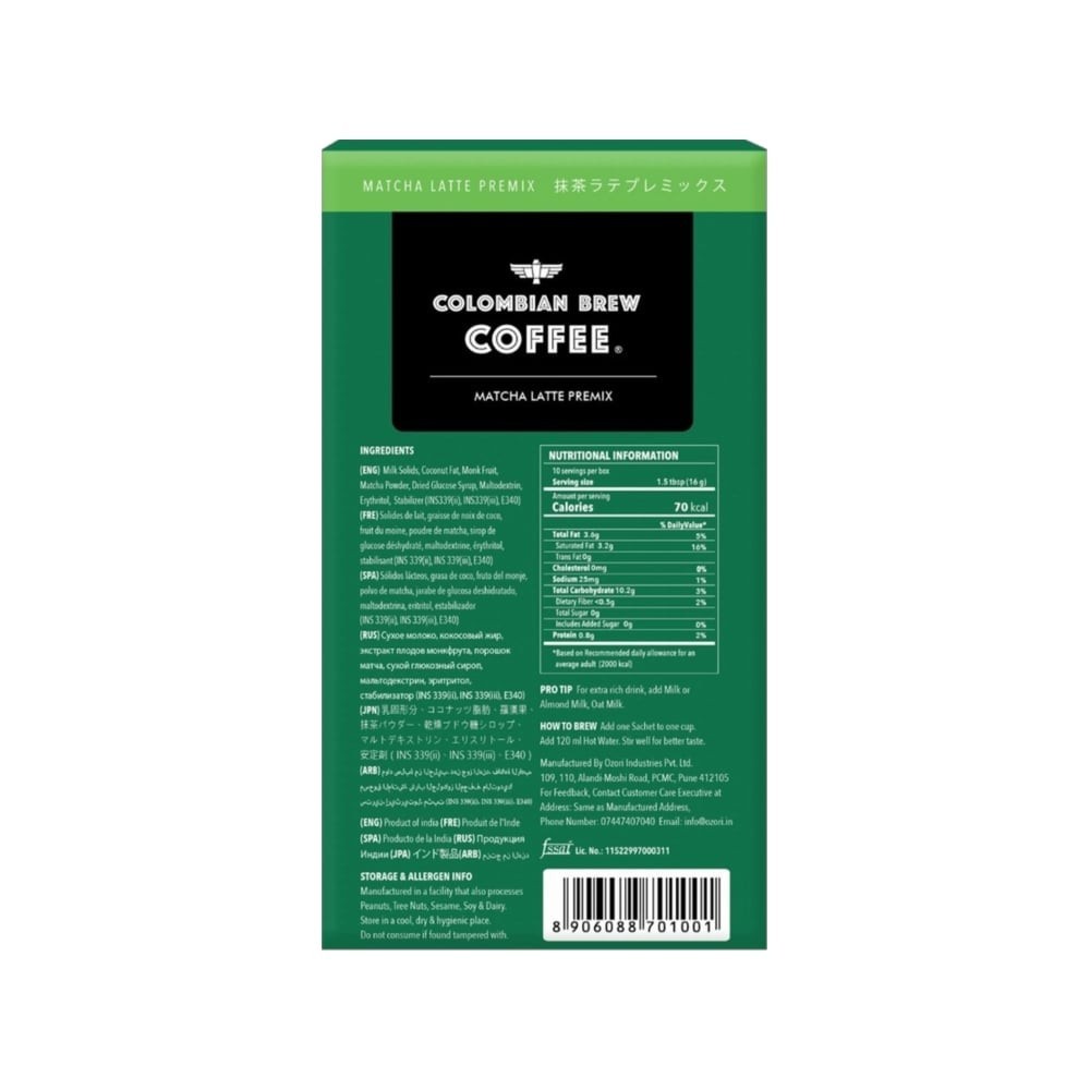 Colombian Brew Coffee Matcha Latte Premix
