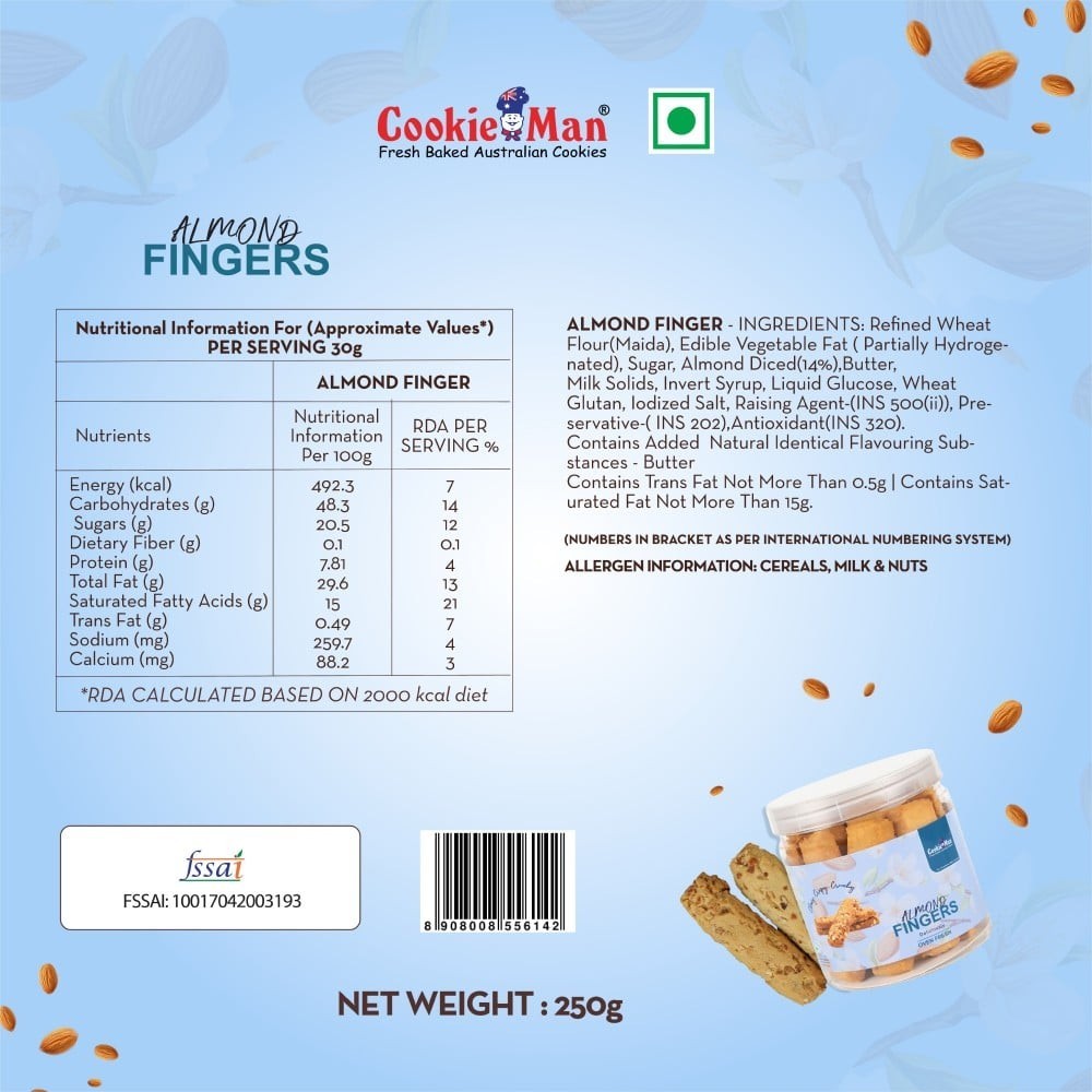 Cookieman Almond Finger Cookies
