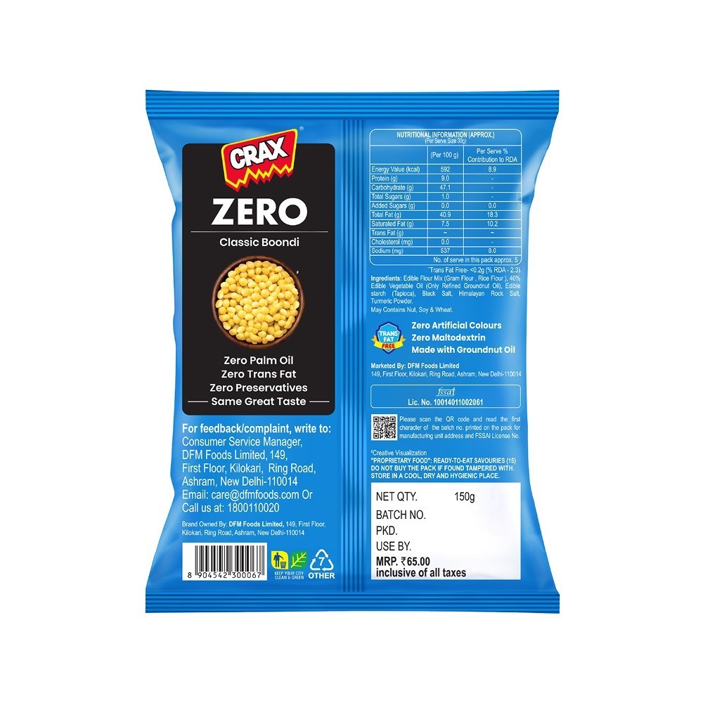 Crax Zero Classic Boondi Salted Namkeen