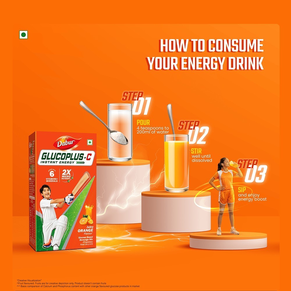 Dabur Orange Instant Energy Glucose Drink Mix