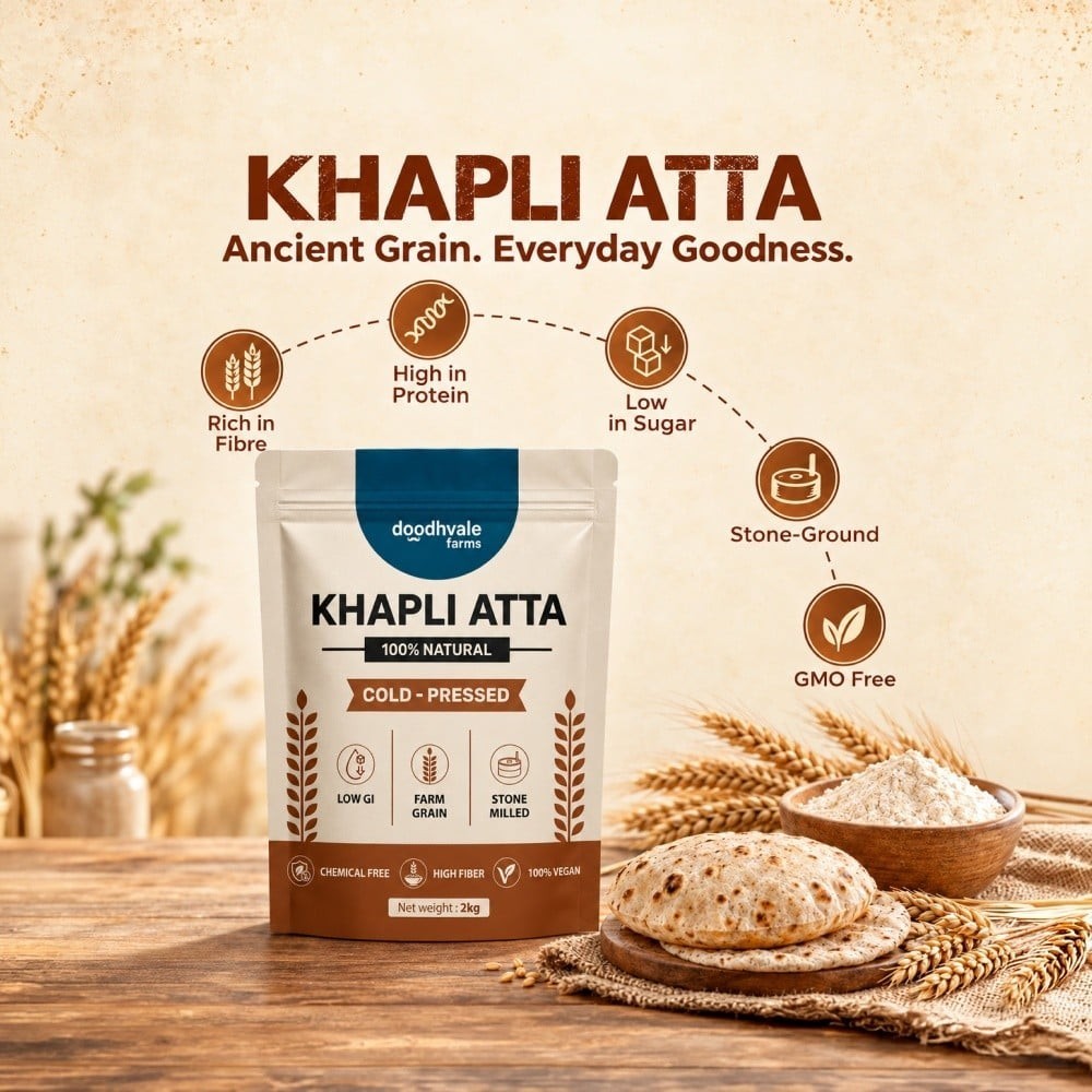 Doodhvale Farms Cold Pressed Khapli Wheat Atta