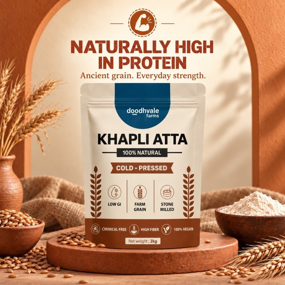 Doodhvale Farms Cold Pressed Khapli Wheat Atta