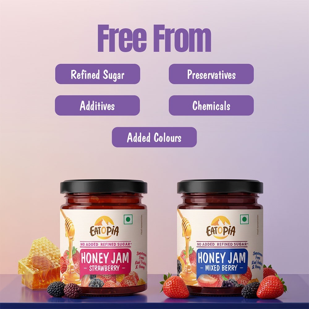 Eatopia Mixedberry & Strawberry Honey Jam