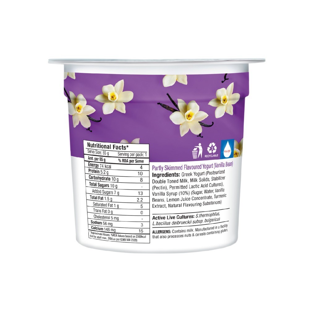 Epigamia Vanilla Bean Flavoured Greek Yogurt