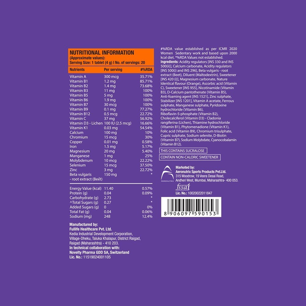 Fast&Up Vitalize Daily Multivitamin Effervescent Tablets for Overall Health - Orange