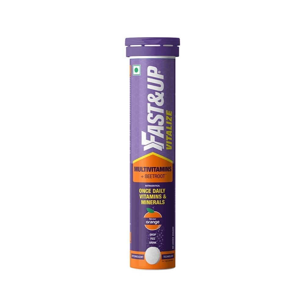 Fast&Up Vitalize Daily Multivitamin Effervescent Tablets for Overall Health - Orange