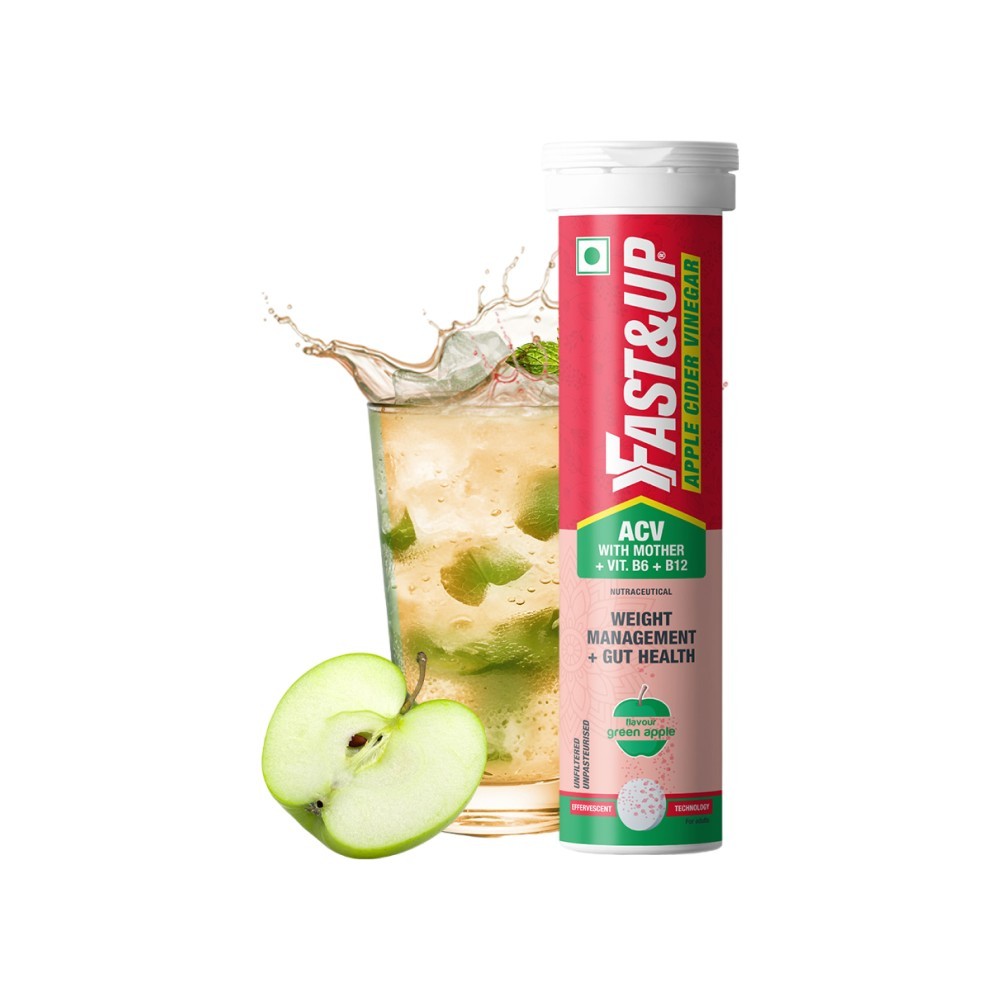 Fast&Up Weight Loss Apple Cider Vinegar Effervescent Tablets (Green Apple Flavour)