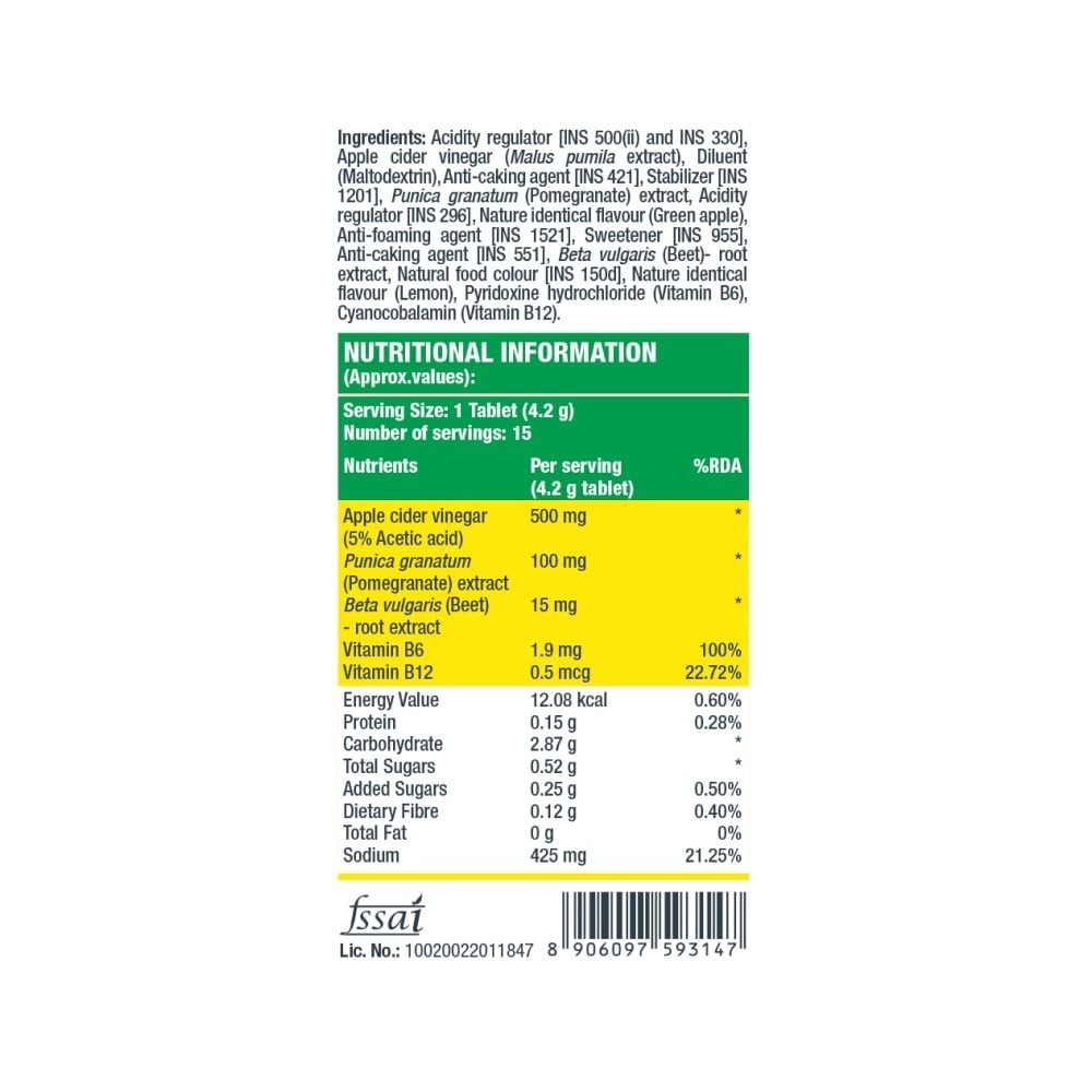 Fast&Up Weight Loss Apple Cider Vinegar Effervescent Tablets (Green Apple Flavour)