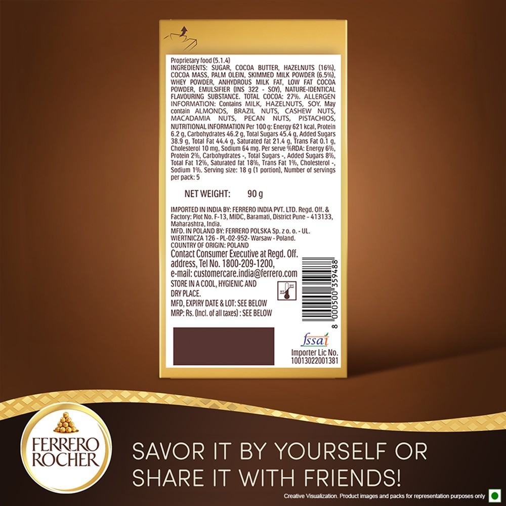Ferrero Rocher Hazelnut Milk Chocolate Bar