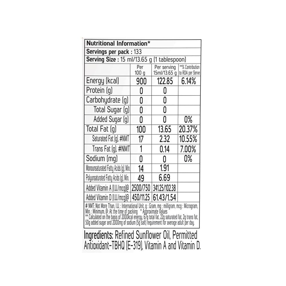 Fortune Sunlite Refined Sunflower Oil