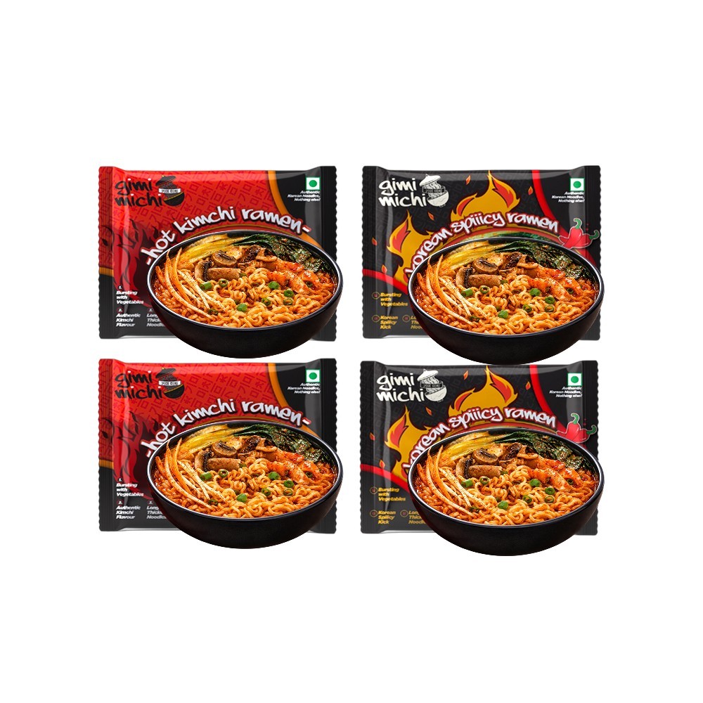 Gimi Michi Hot Kimchi & Spicy Ramen Instant Noodles - Pack of 4