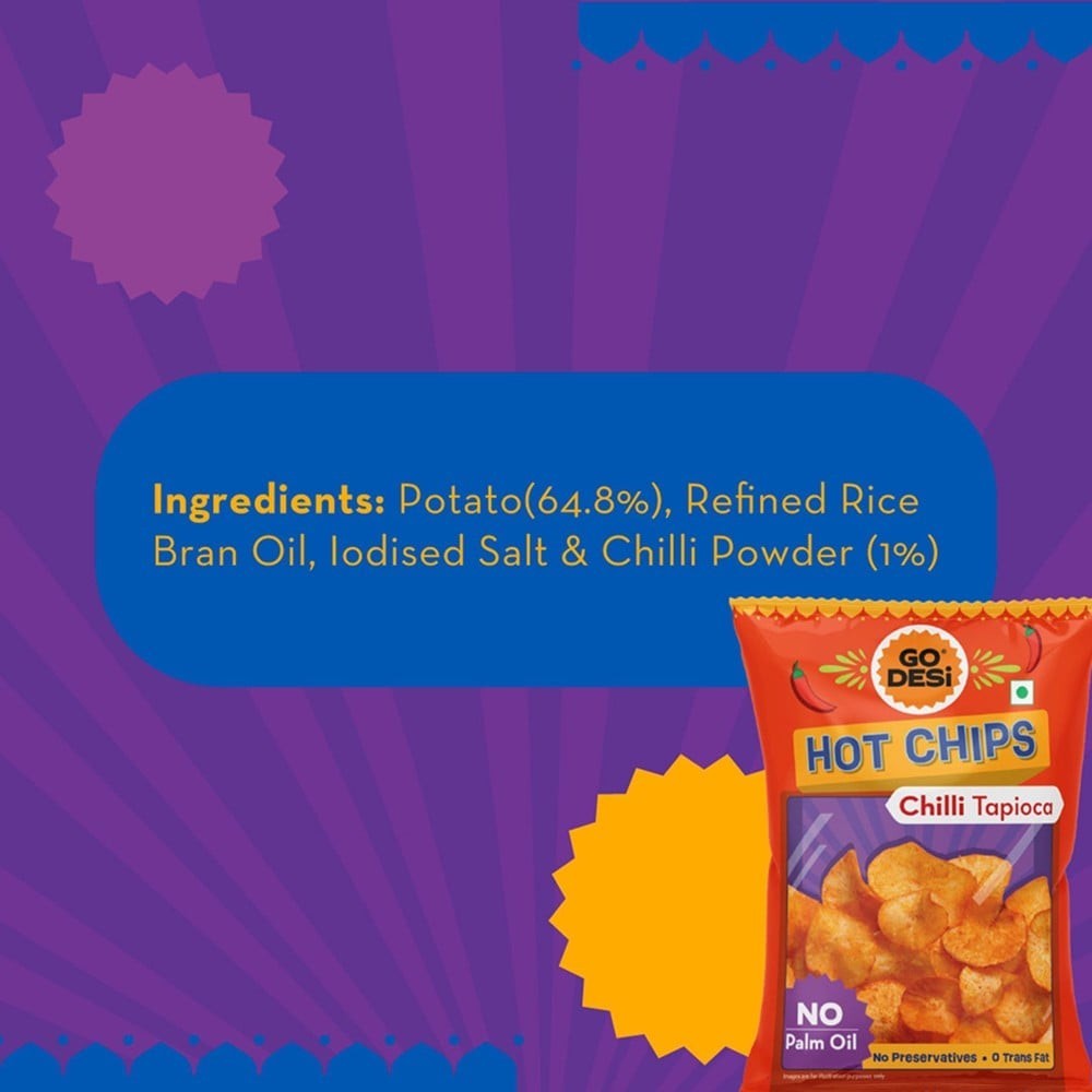 GO DESI GO DESi Hot Chilli Potato Chips + GO DESi Hot Chips Chilli Tapioca Chips Combo