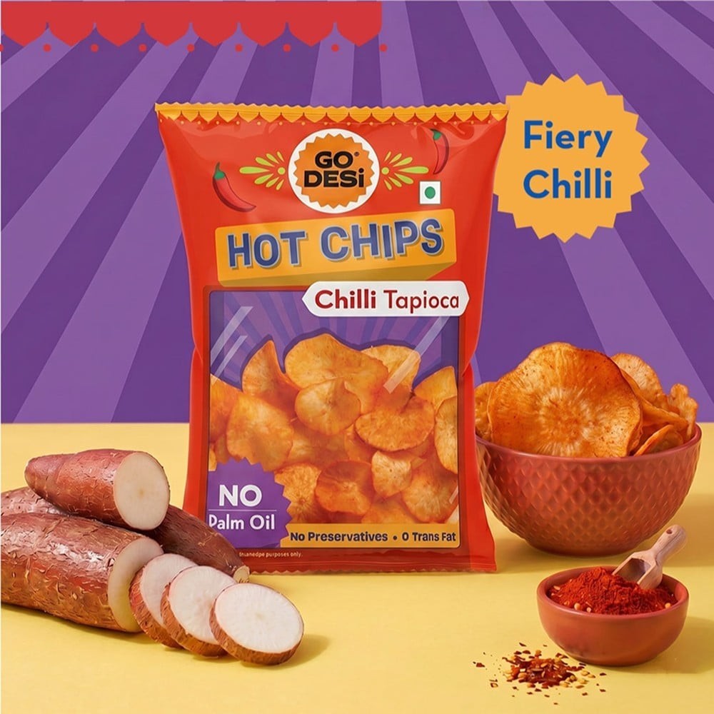 GO DESI GO DESi Hot Chilli Potato Chips + GO DESi Hot Chips Chilli Tapioca Chips Combo