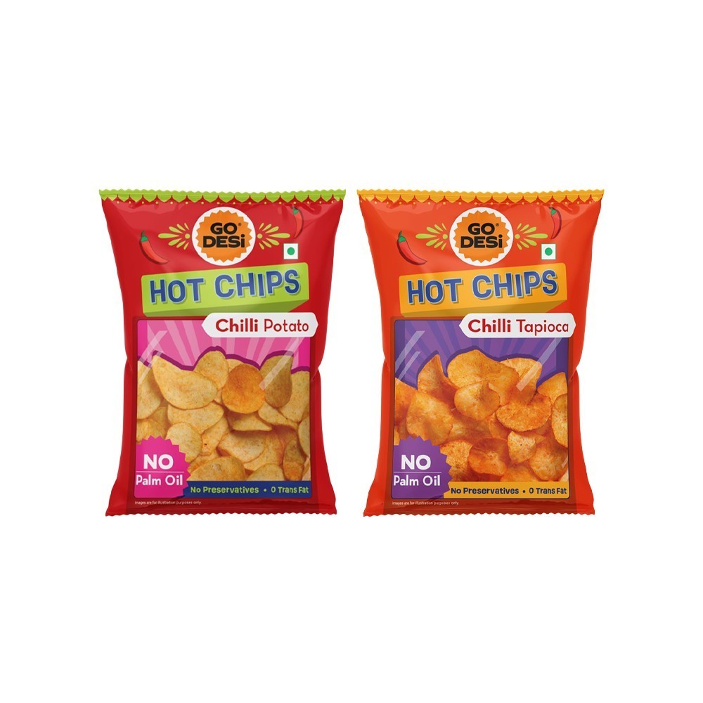GO DESI GO DESi Hot Chilli Potato Chips + GO DESi Hot Chips Chilli Tapioca Chips Combo