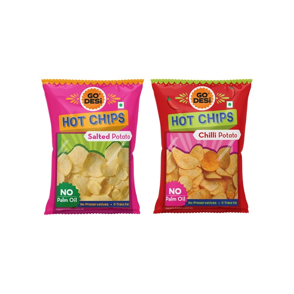 GO DESI GO DESi Hot Salted Potato Chips + GO DESi Hot Chilli Potato Chips Combo