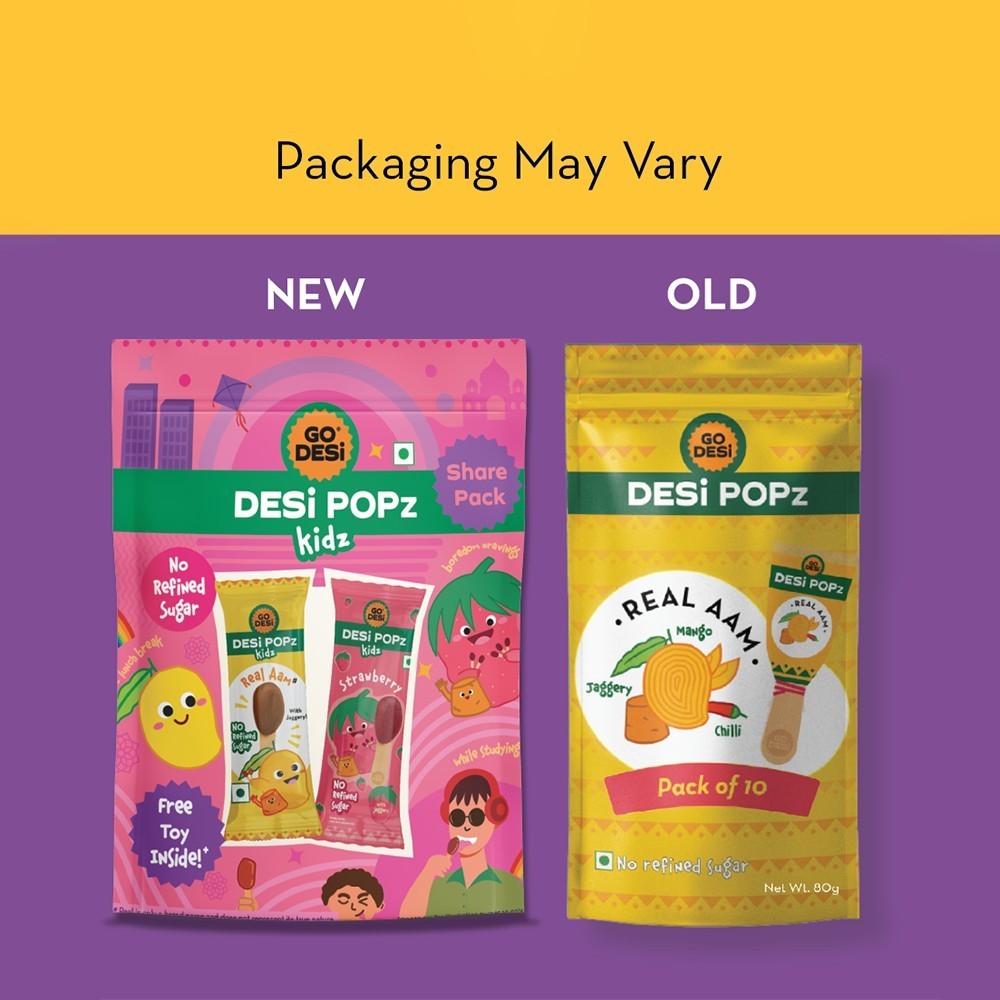 GO DESi Real Aam & Strawberry Lollipop Candy with Free Toy
