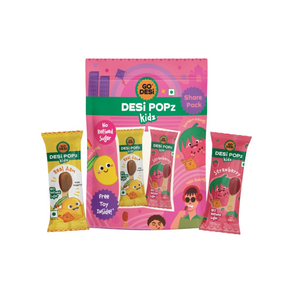 GO DESi Real Aam & Strawberry Lollipop Candy with Free Toy