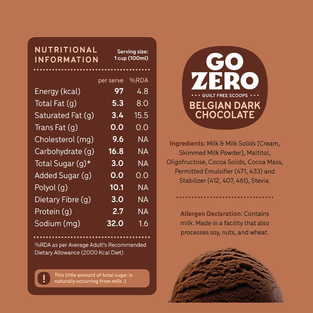 Go Zero Belgian Dark Chocolate Guilt Free Ice Cream Cup