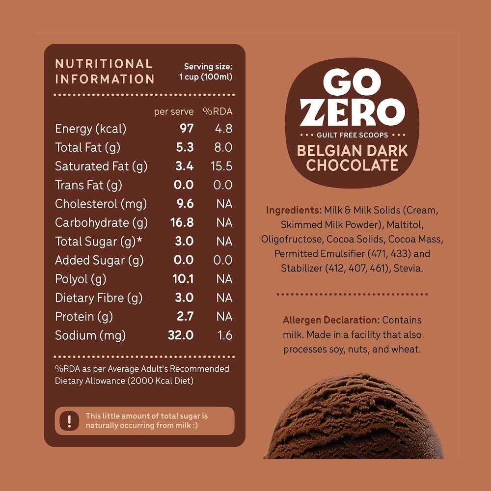 Go Zero Belgian Dark Chocolate Guilt Free Ice Cream Cup