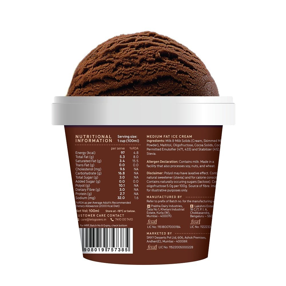 Go Zero Belgian Dark Chocolate Guilt Free Ice Cream Cup