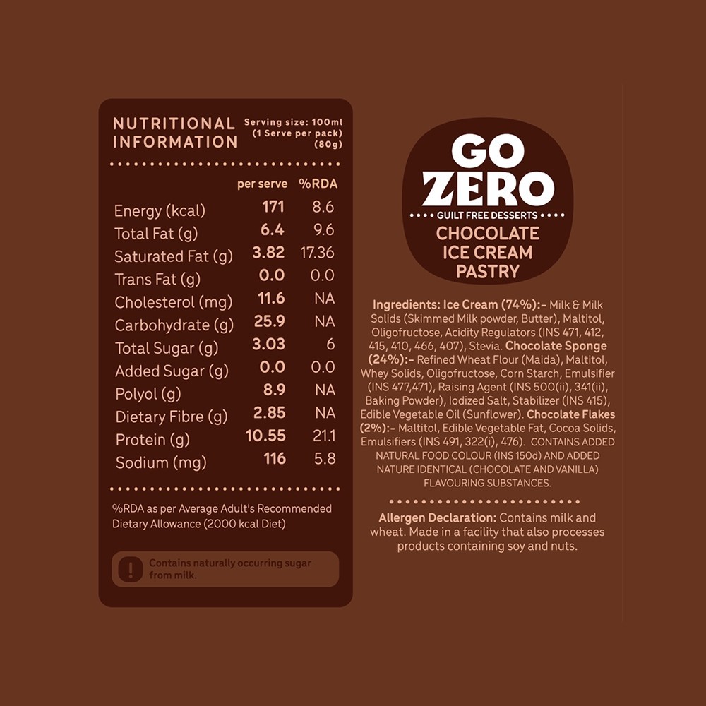 Go Zero Chocolate Ice Cream Pastry