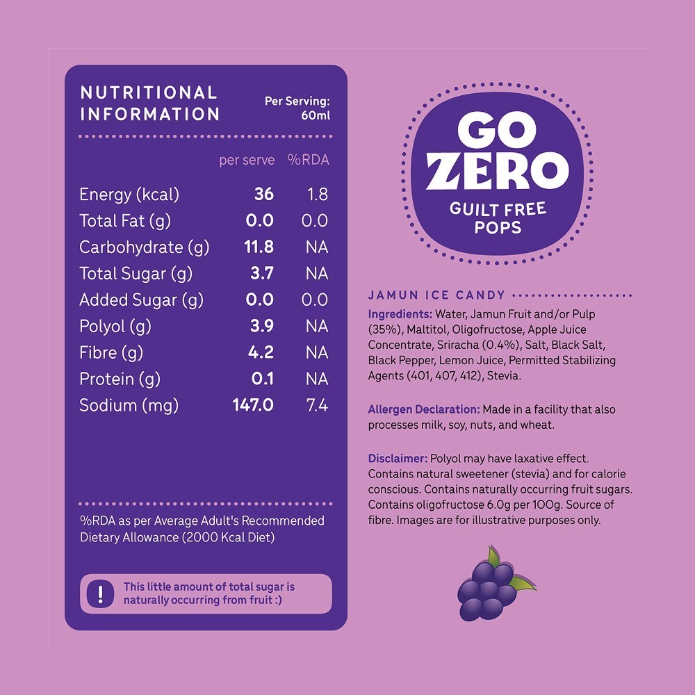 Go Zero Jamun Sriracha Guilt Free Fruit Ice Cream Popsicle