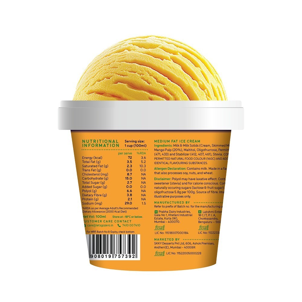 Go Zero Mad Over Mango Guilt Free Ice Cream Cup